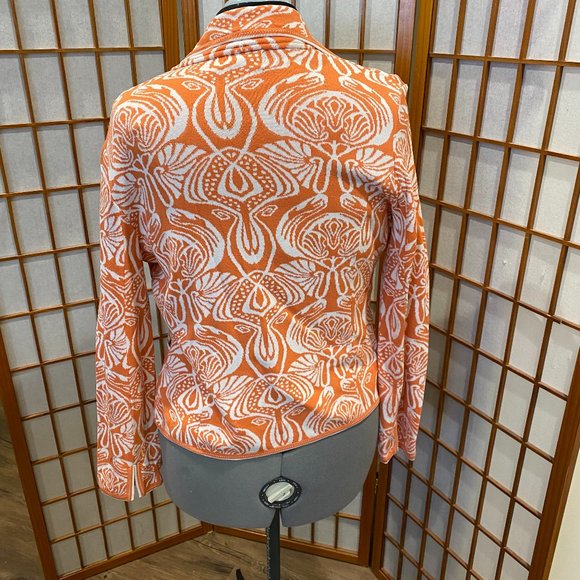 Magnolia orange and white double Knit Cardigan - Picture 2 of 7